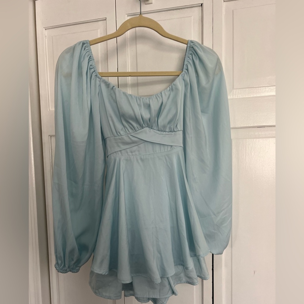 Francesca's Collections Light Blue Mini Romper